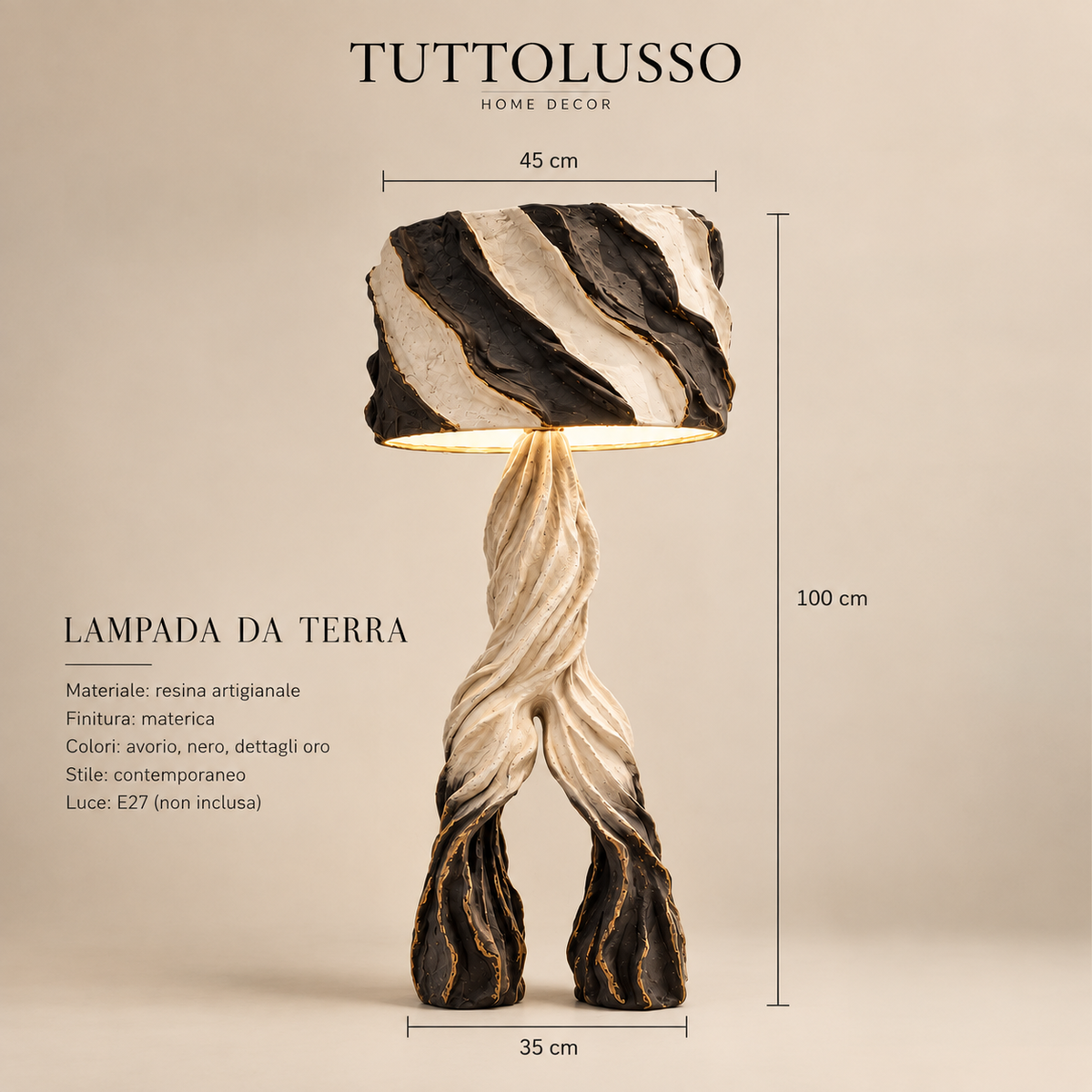 Lampada Scultorea in Gesso Moderno – Altezza 100 cm