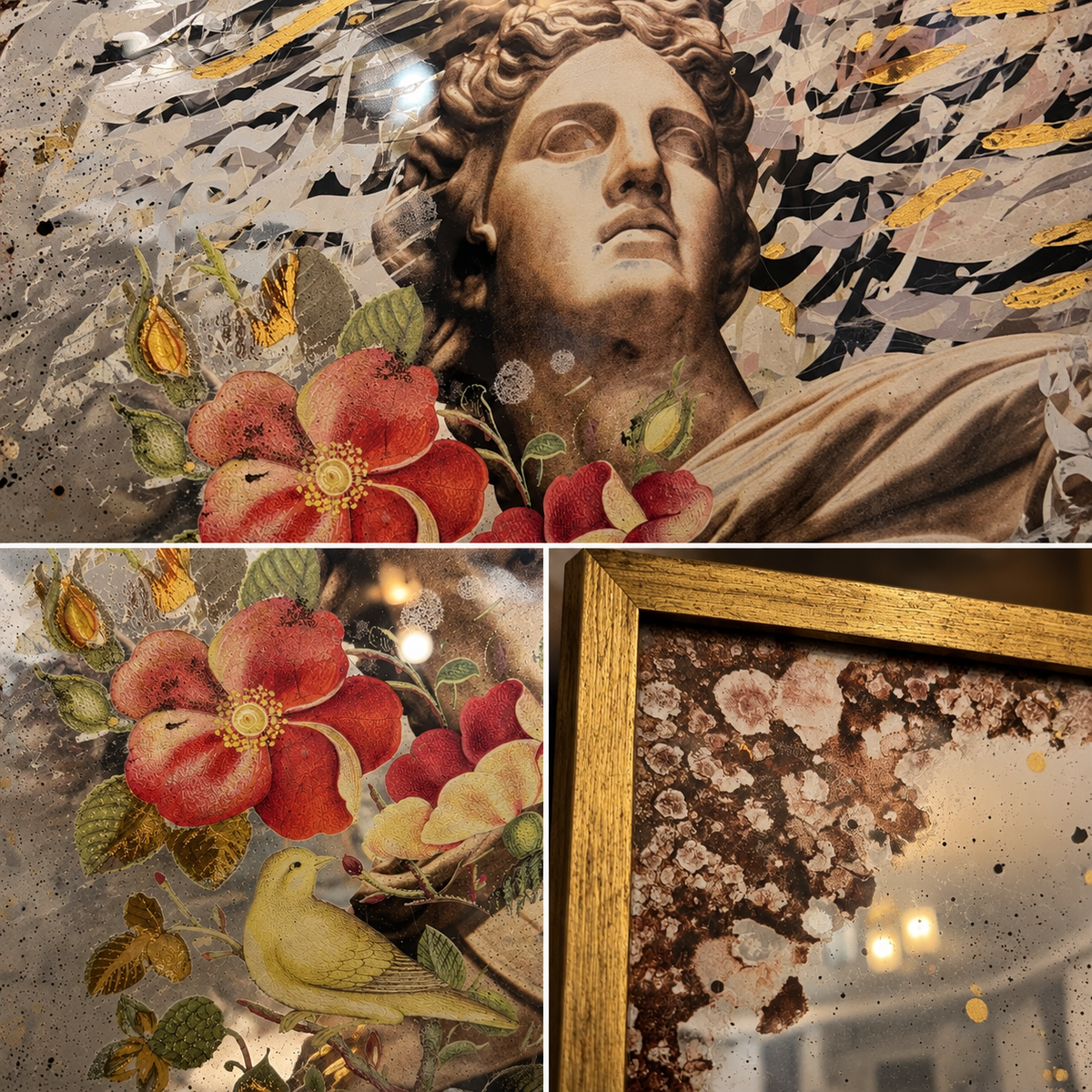 Specchio Anticato “Alexander” con Digital Art – 70 × 100 cm