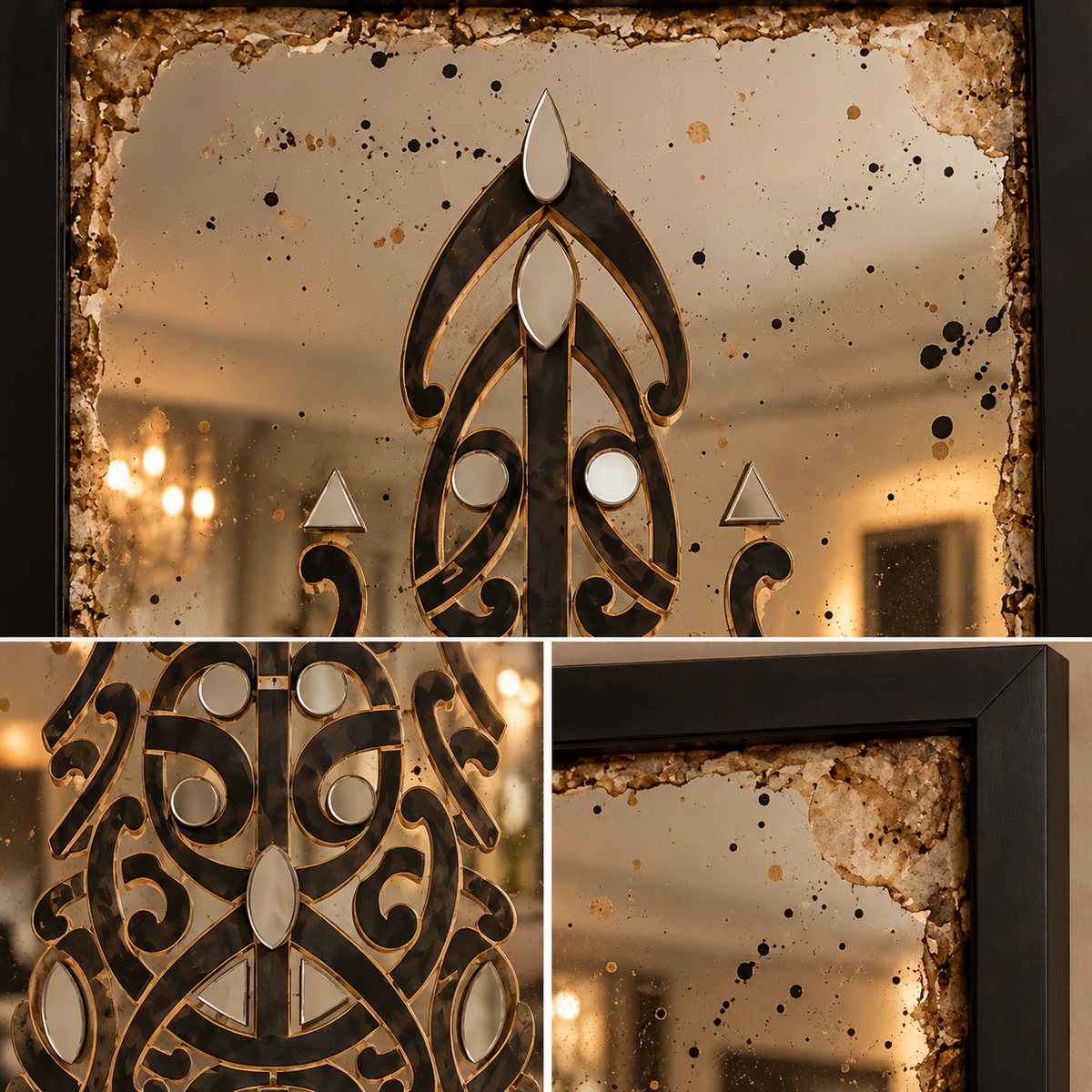 Specchio Anticato Decorativo con Lavorazione a Specchio – 30 × 50 cm