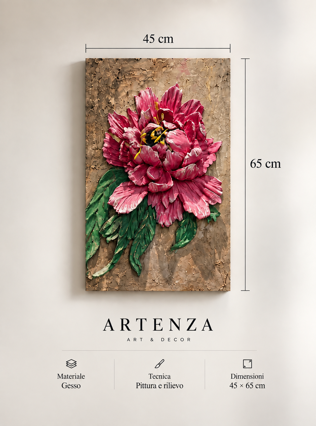 Gessatura Moderna Floreale in Gesso – 45 × 65 cm