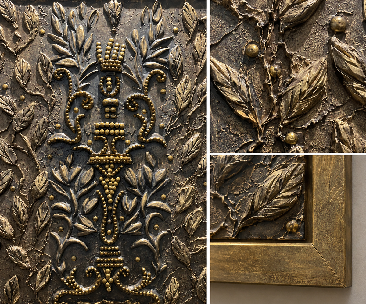 Gessatura Moderna Decorativa – Marrone con Riflessi Dorati – 60 × 60 cm