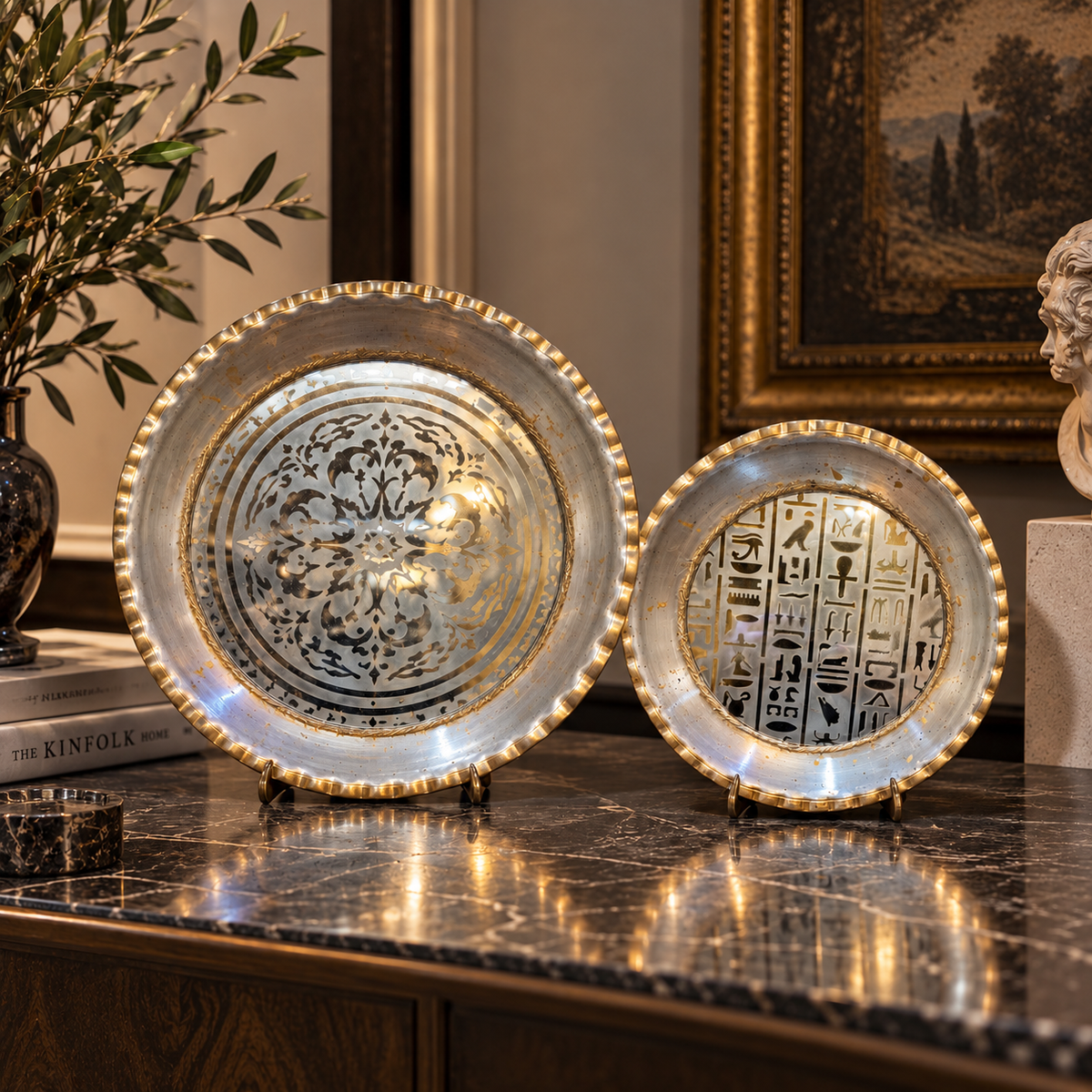 Specchio Anticato Decorativo in Zinco con Patina – Ø 20 / 30 cm