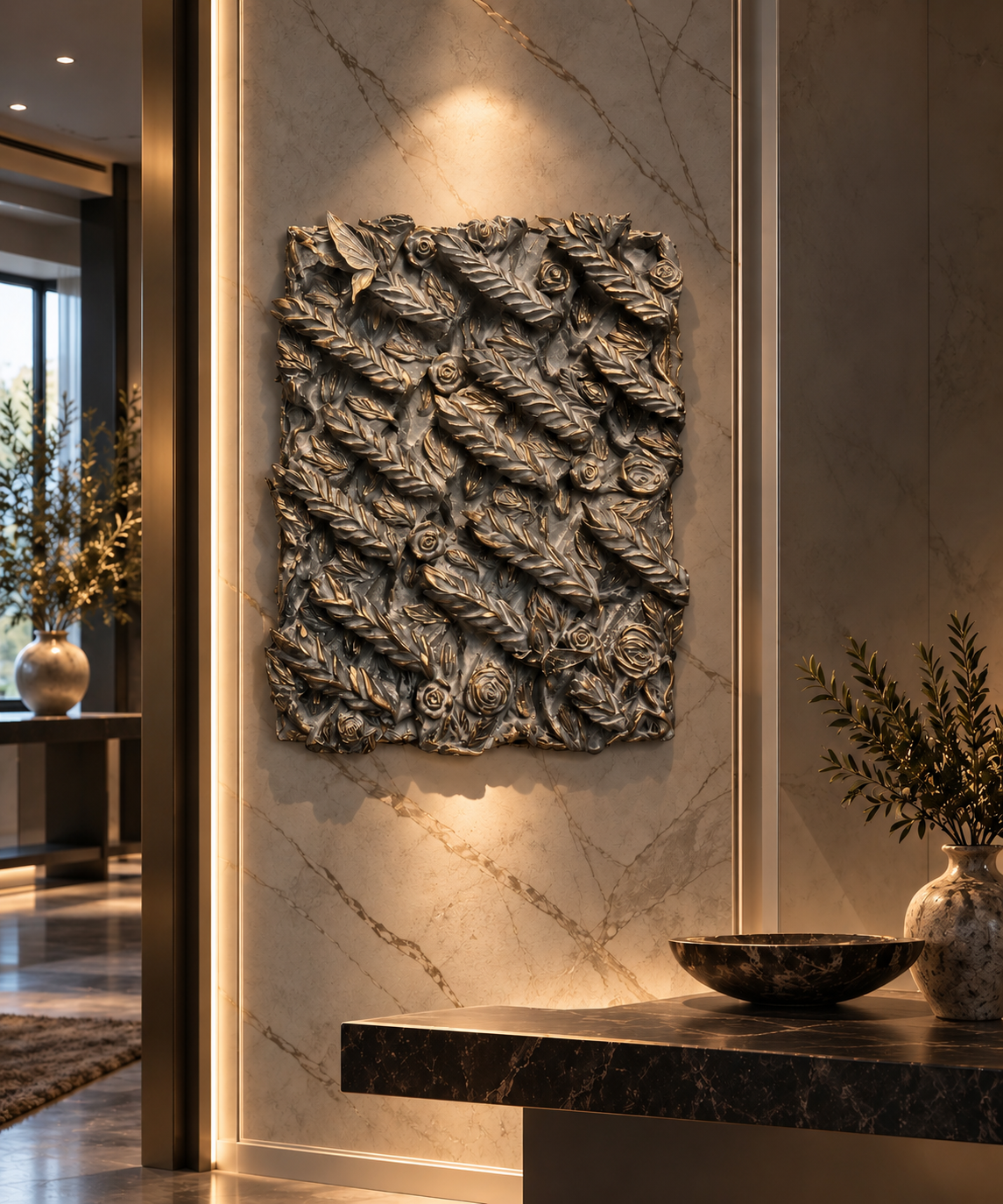 Bassorilievo Floreale in Gesso – 60 × 80 cm