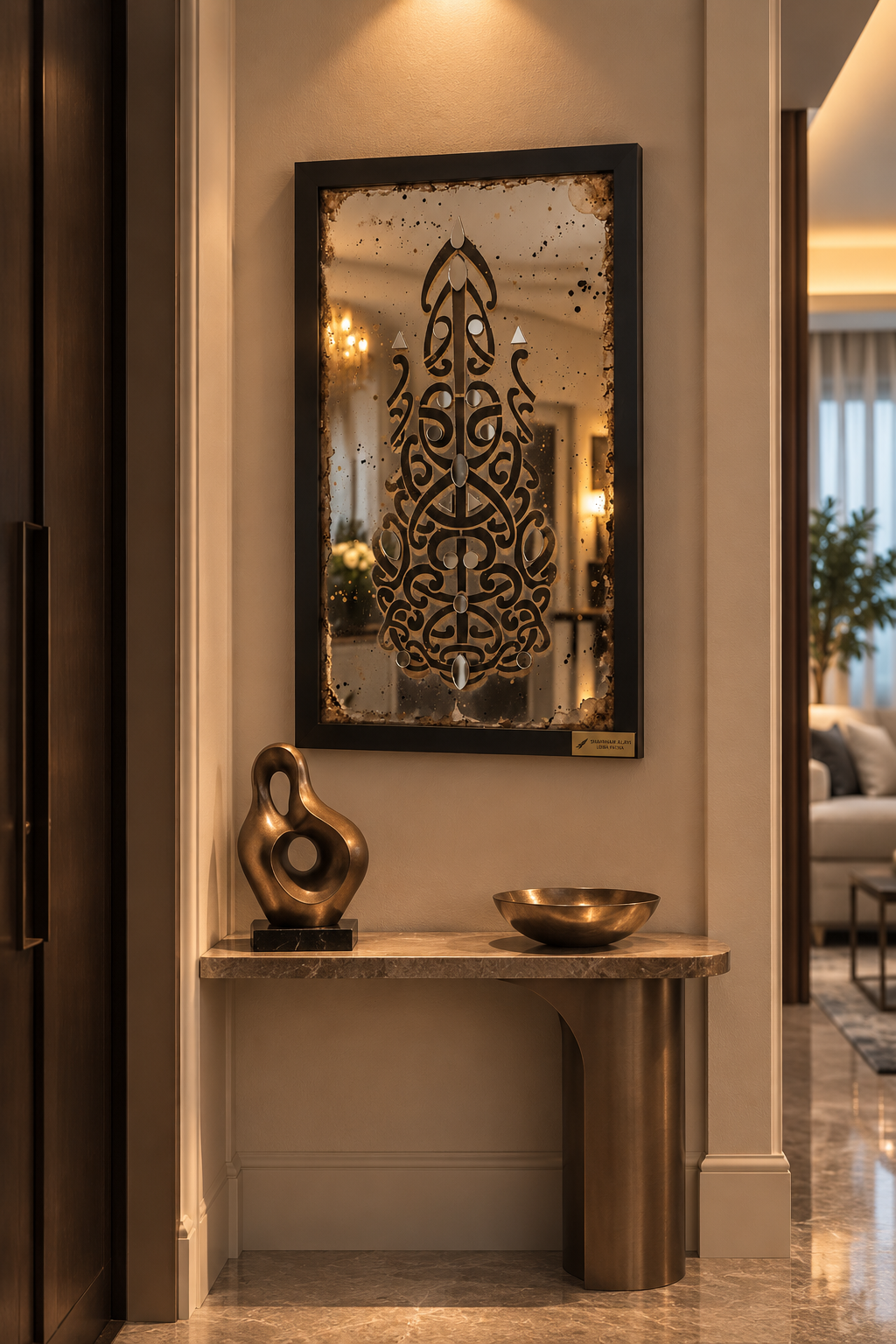 Specchio Anticato Decorativo con Lavorazione a Specchio – 30 × 50 cm