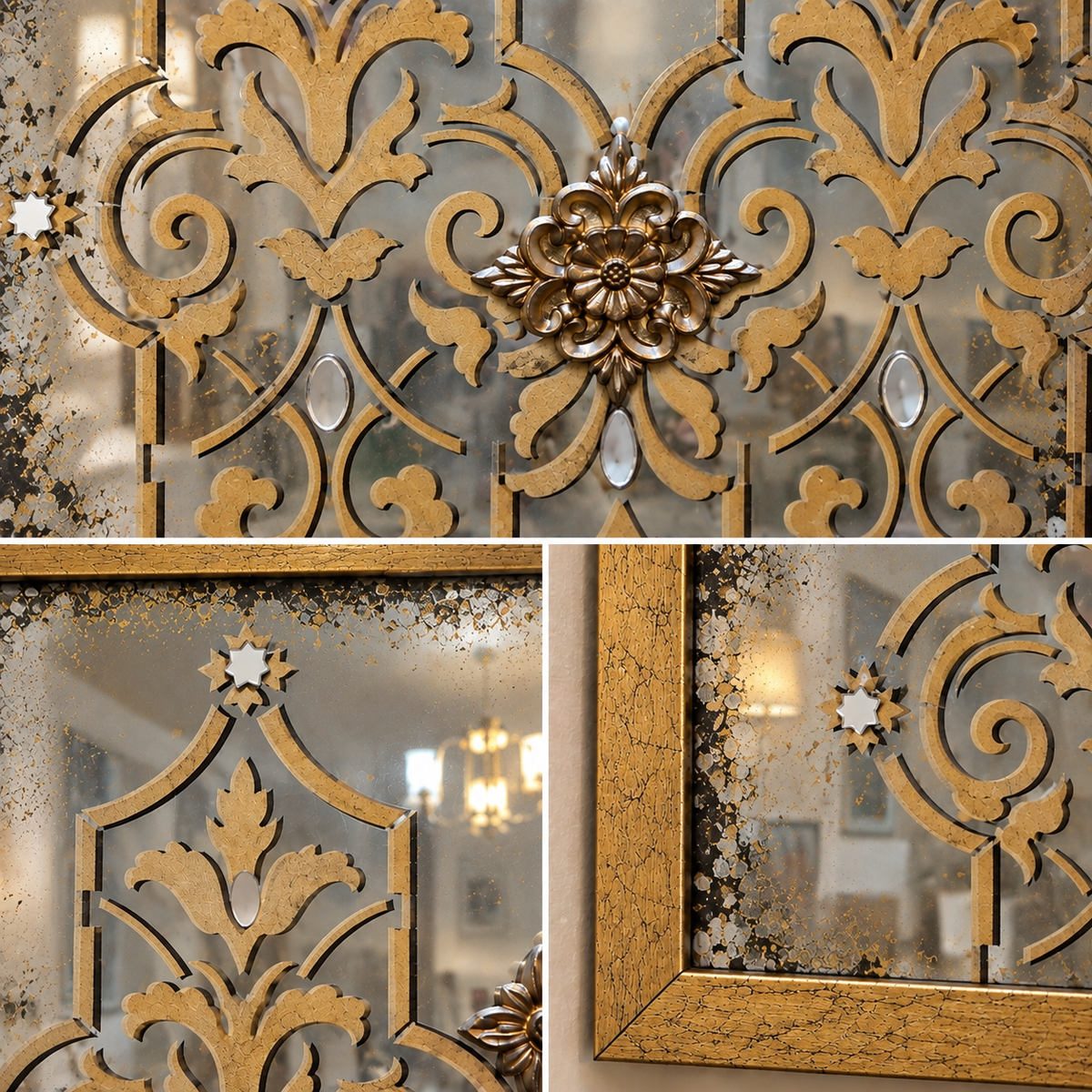 Specchio Anticato Decorativo in Stile Marocchino – 75 × 85 cm