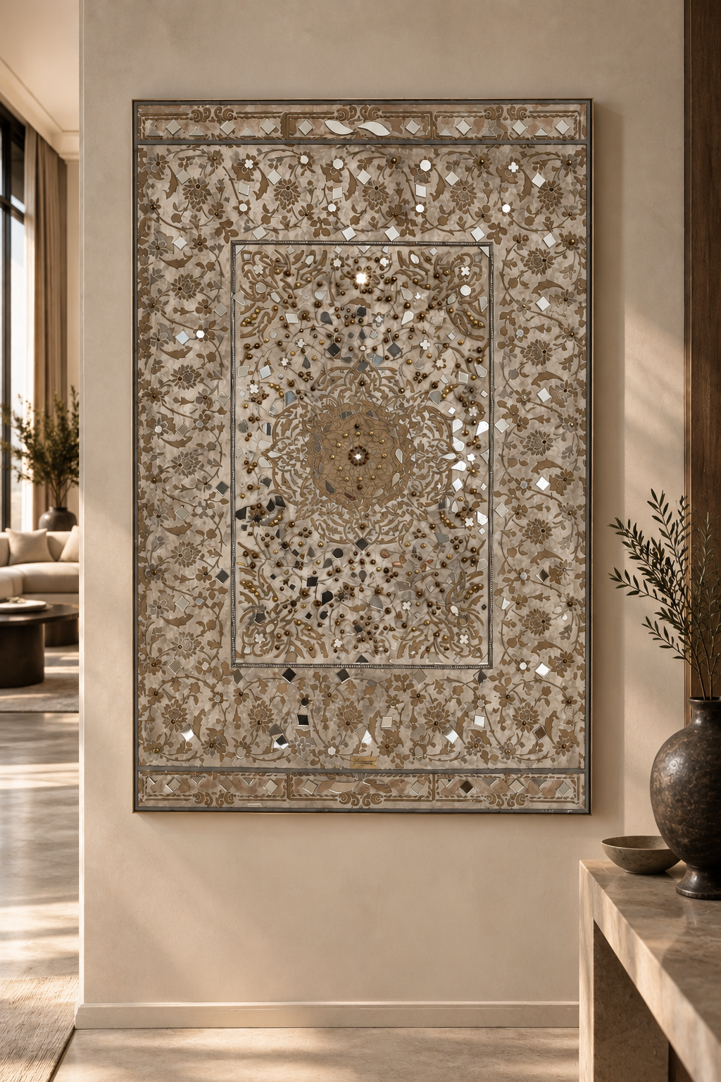Microcemento a 5 Strati con Dettagli a Specchio – 130 × 85 cm