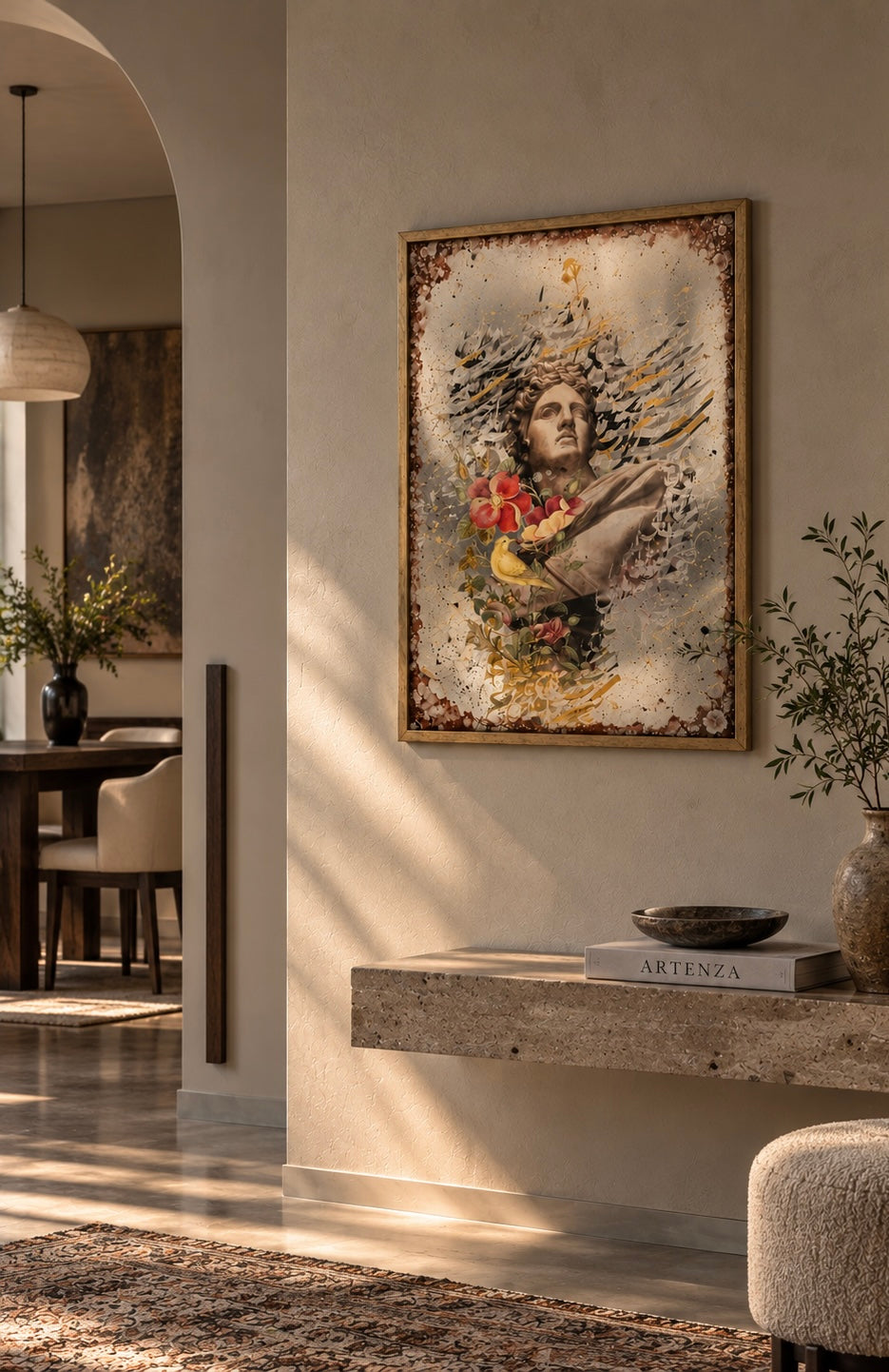 Specchio Anticato “Alexander” con Digital Art – 70 × 100 cm