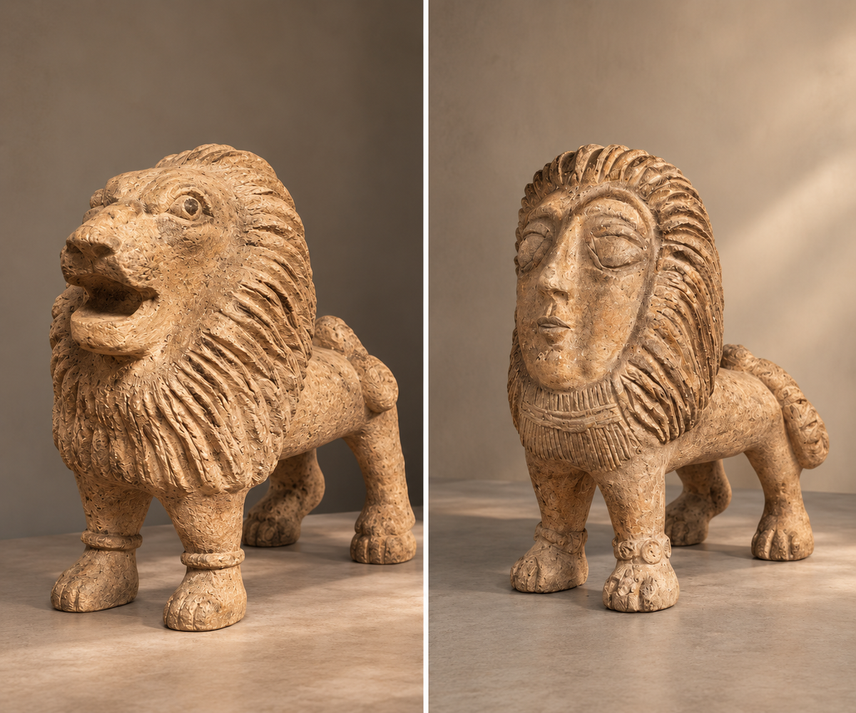 Scultura Leone in Cartapesta – Due Modelli