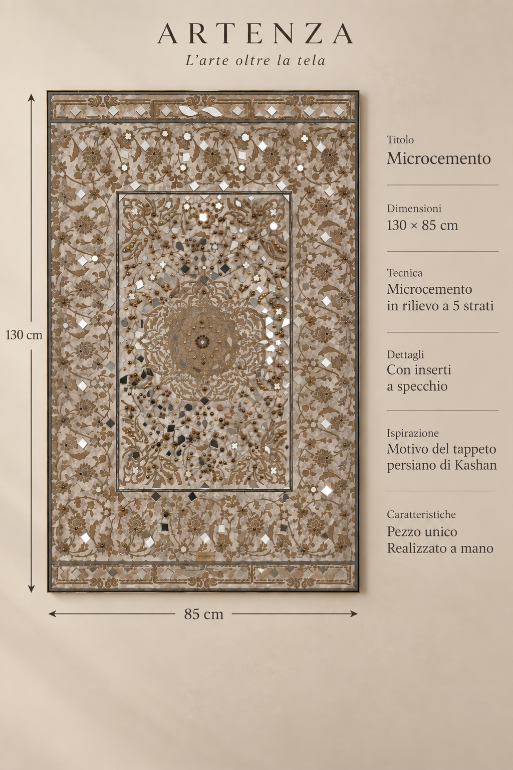 Microcemento a 5 Strati con Dettagli a Specchio – 130 × 85 cm