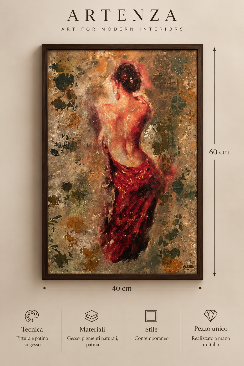 Quadro in tecnica mista – Patina e Pittura, 60 × 40 cm