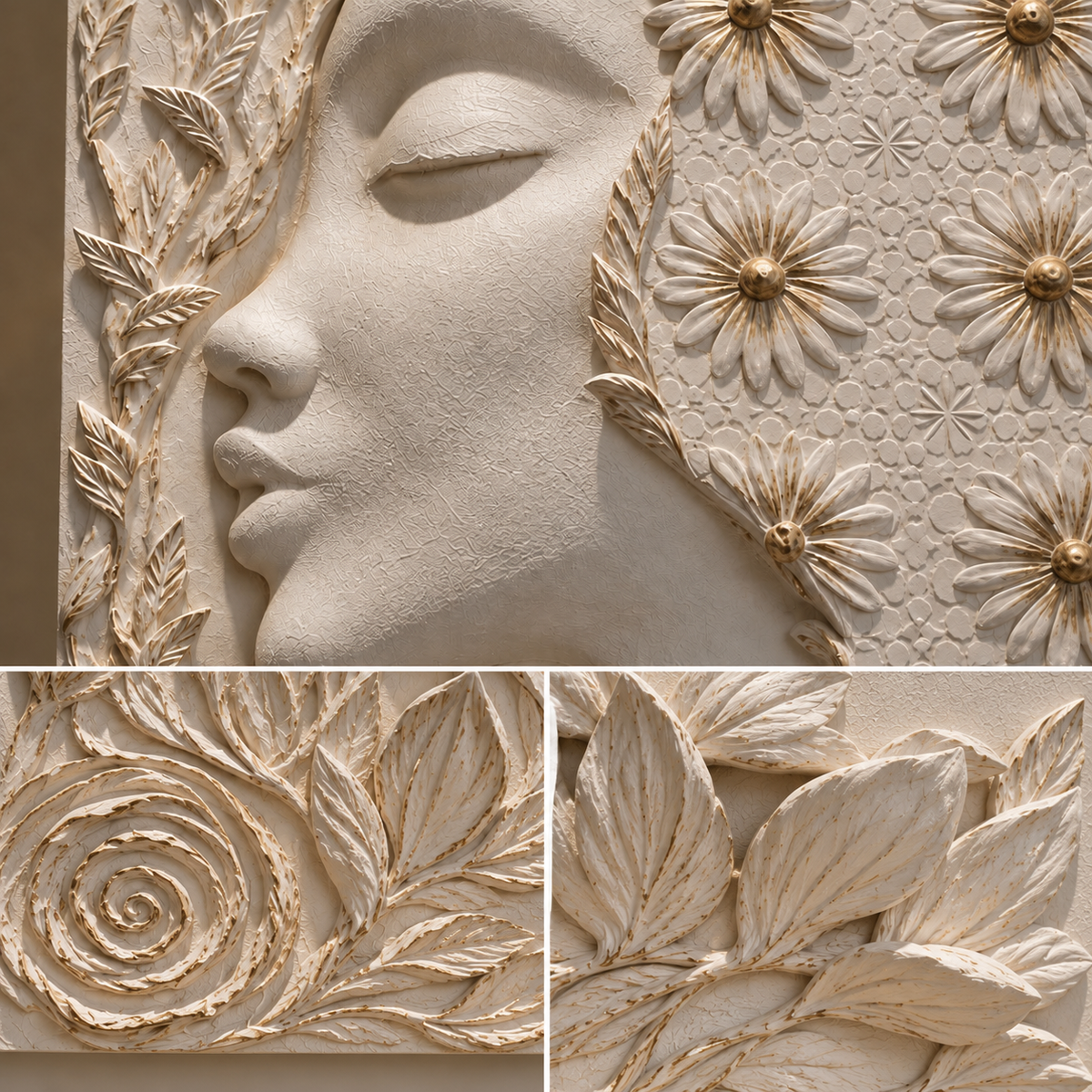 Gessatura Moderna, Papier-Mâché e Patina, 100× 120 cm , spring girl