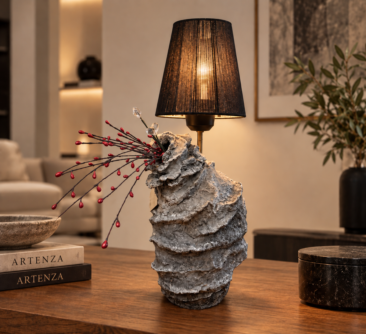 Lampada Scultorea in Cartapesta – Tecnica Sotto Terra – 45 cm