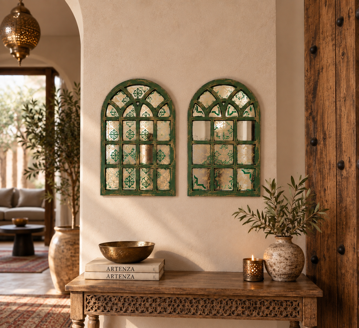 Specchio Anticato Marocchino con Cornice Patinata – 40 × 60 cm