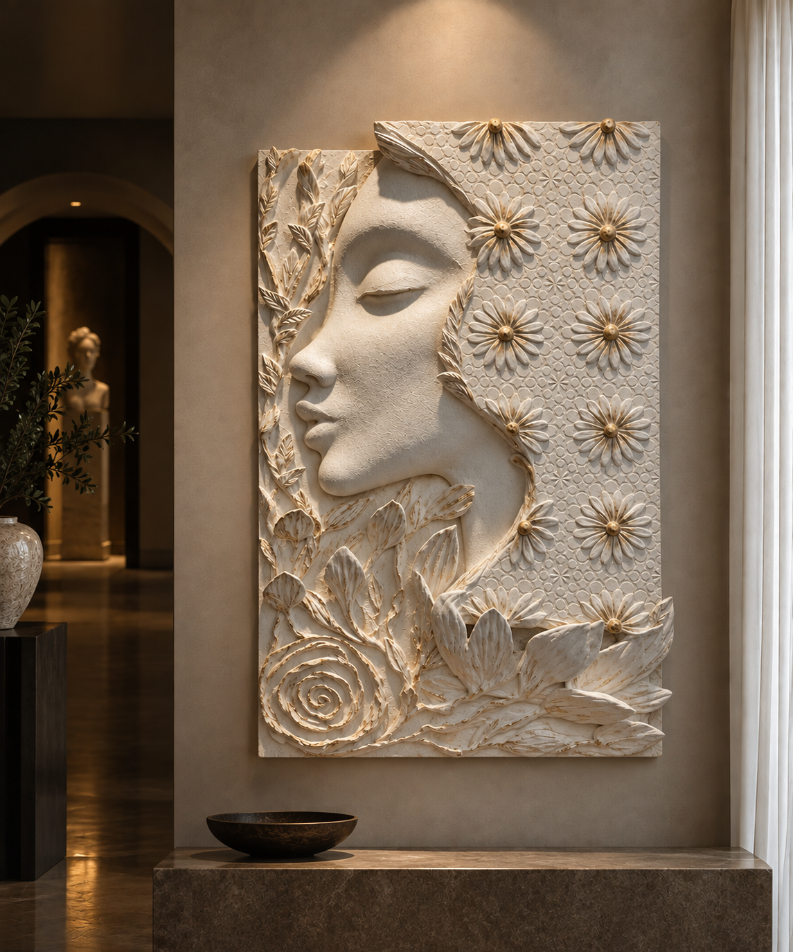 Gessatura Moderna, Papier-Mâché e Patina, 100× 120 cm , spring girl