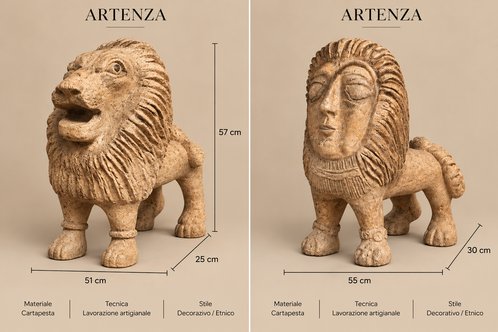 Scultura Leone in Cartapesta – Due Modelli
