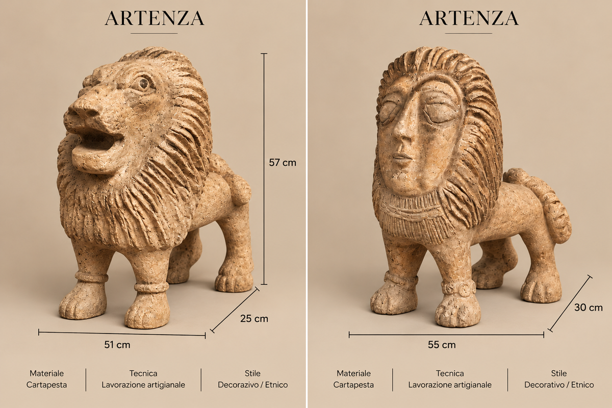 Scultura Leone in Cartapesta – Due Modelli