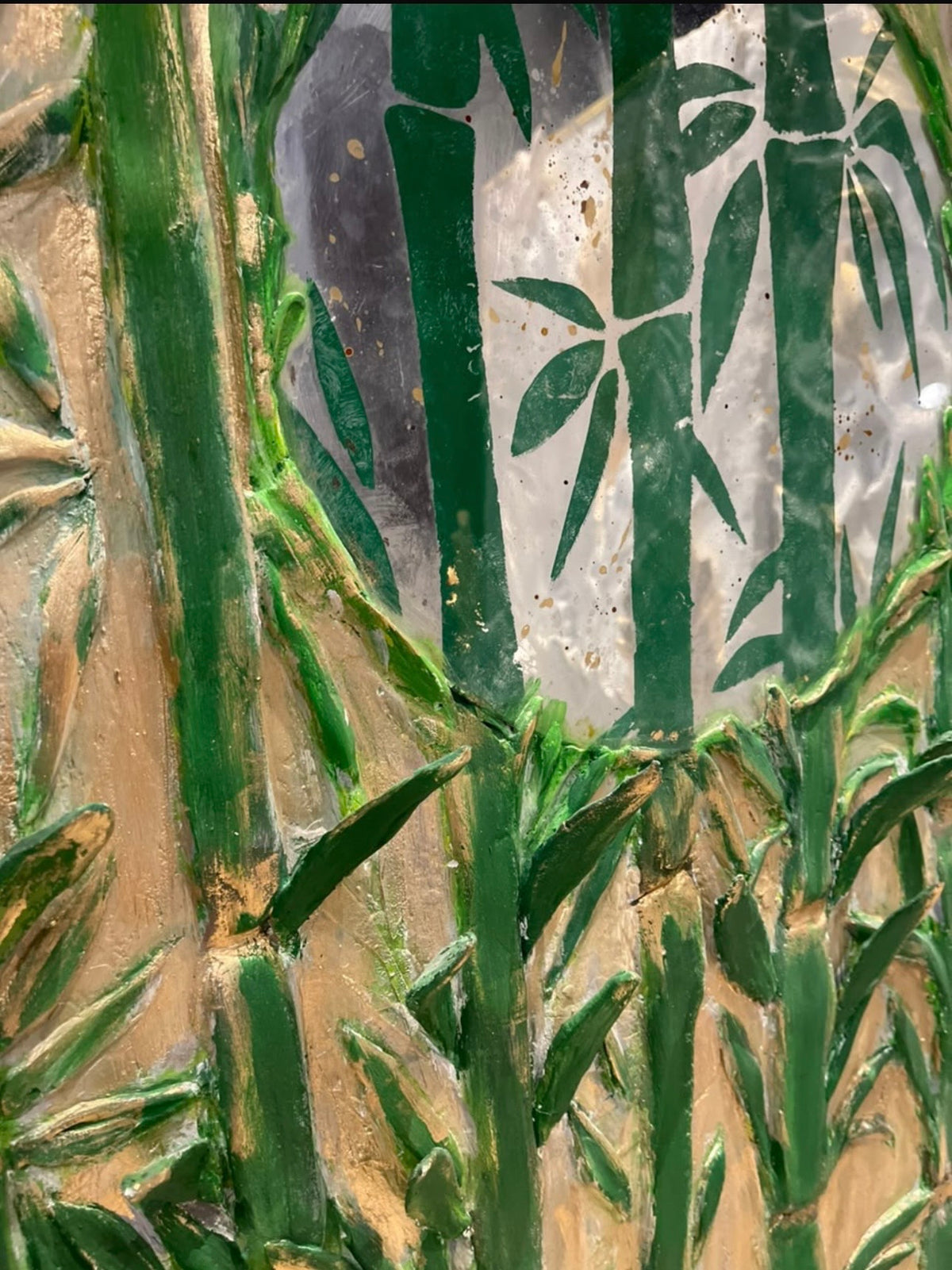 Gesso Moderno Bamboo con Specchio Anticato e Patina – 70 × 120 cm